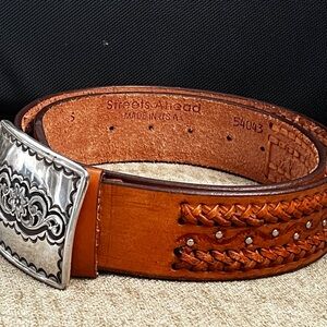 Streets Ahead Brown and Silver Leather Belt women